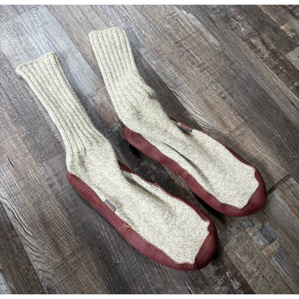 Acorn Mens Original Sock Gray Ragg Wool Cloud Cushion Comfort Slippers Size 6-7